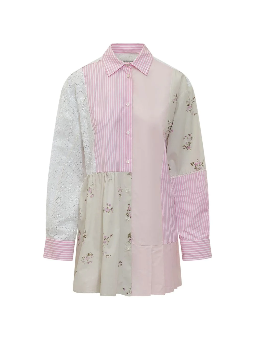 striped floral appliqué top - 1
