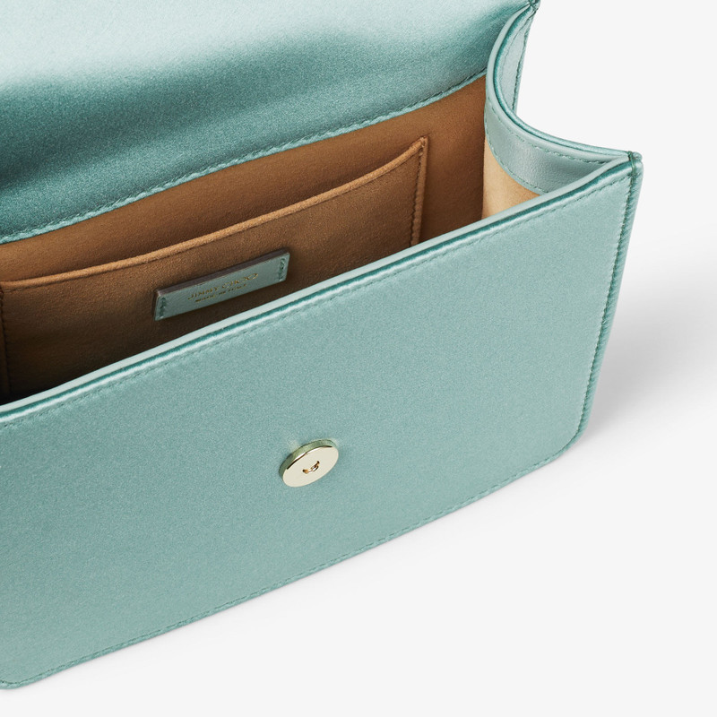 Varenne Quad XS
Smoke Green Satin Shoulder Bag with Pearl Strap 3