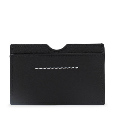 MM6 Maison Margiela black leather numeric logo card holder outlook