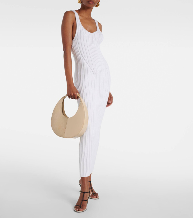 STAUD Moon Split leather and suede tote bag outlook