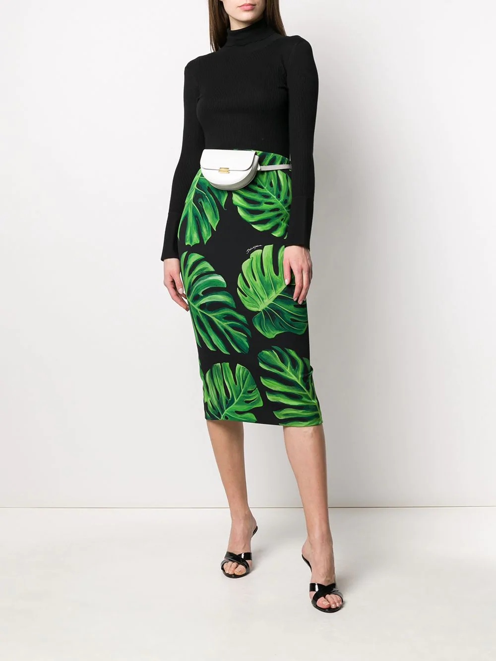 Philodendron print pencil skirt - 2