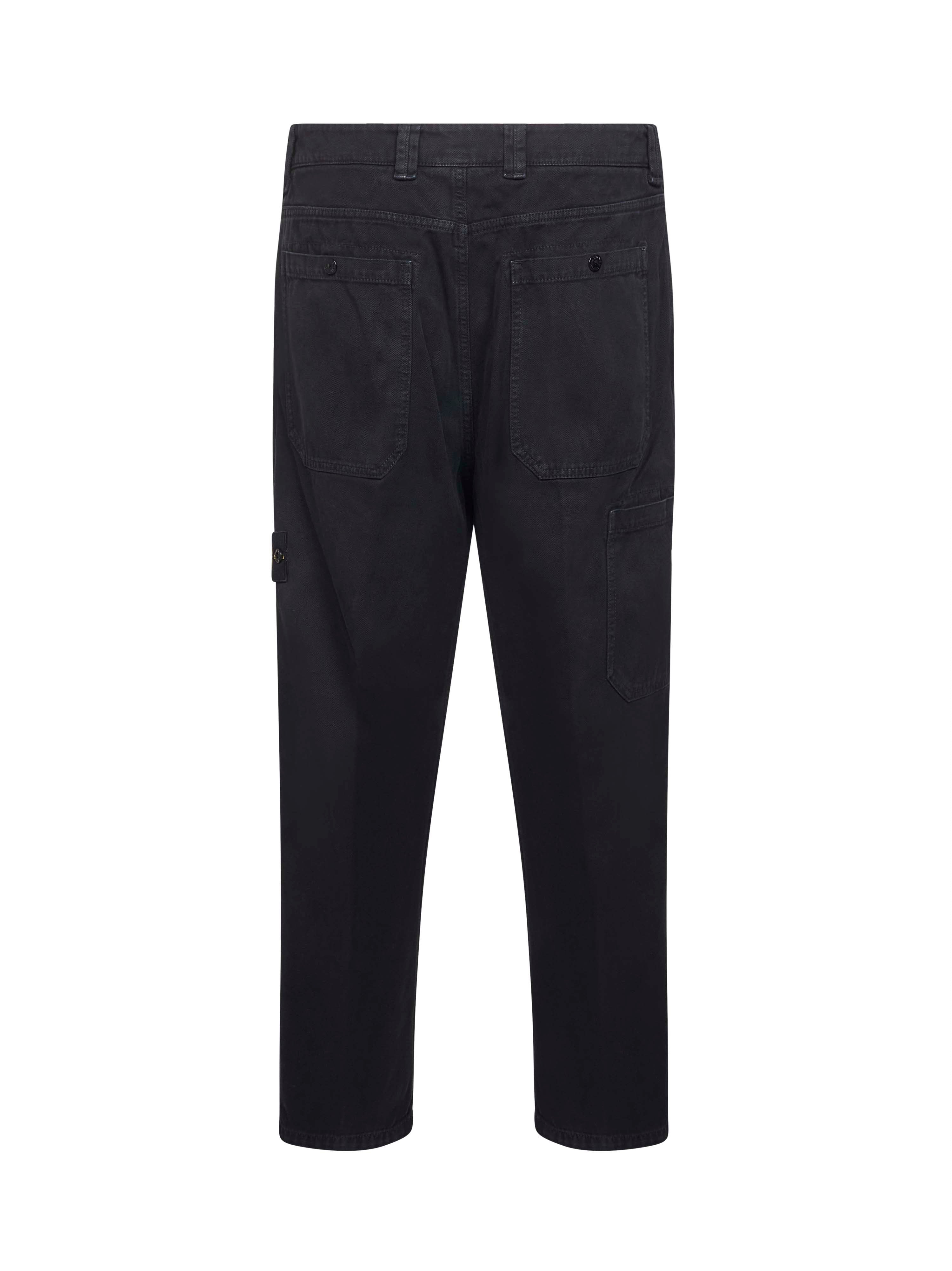 Black cotton twill cargo trousers - 2