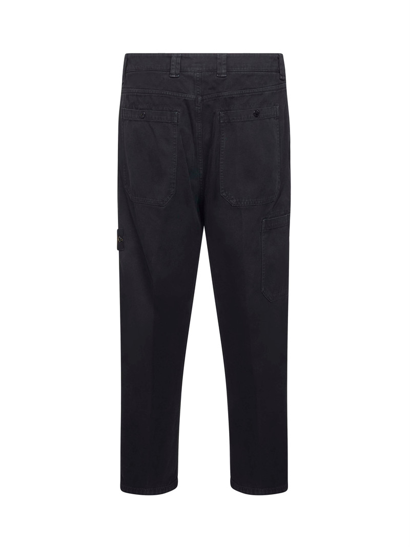 Stone Island Black cotton twill cargo trousers outlook