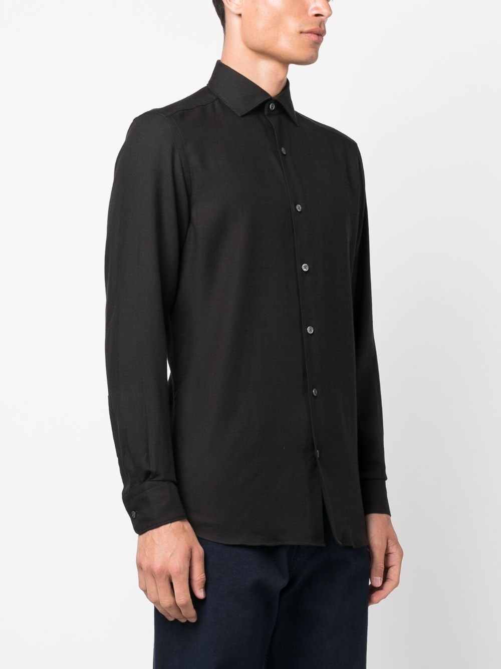 spread-collar cotton-cashmere shirt - 3