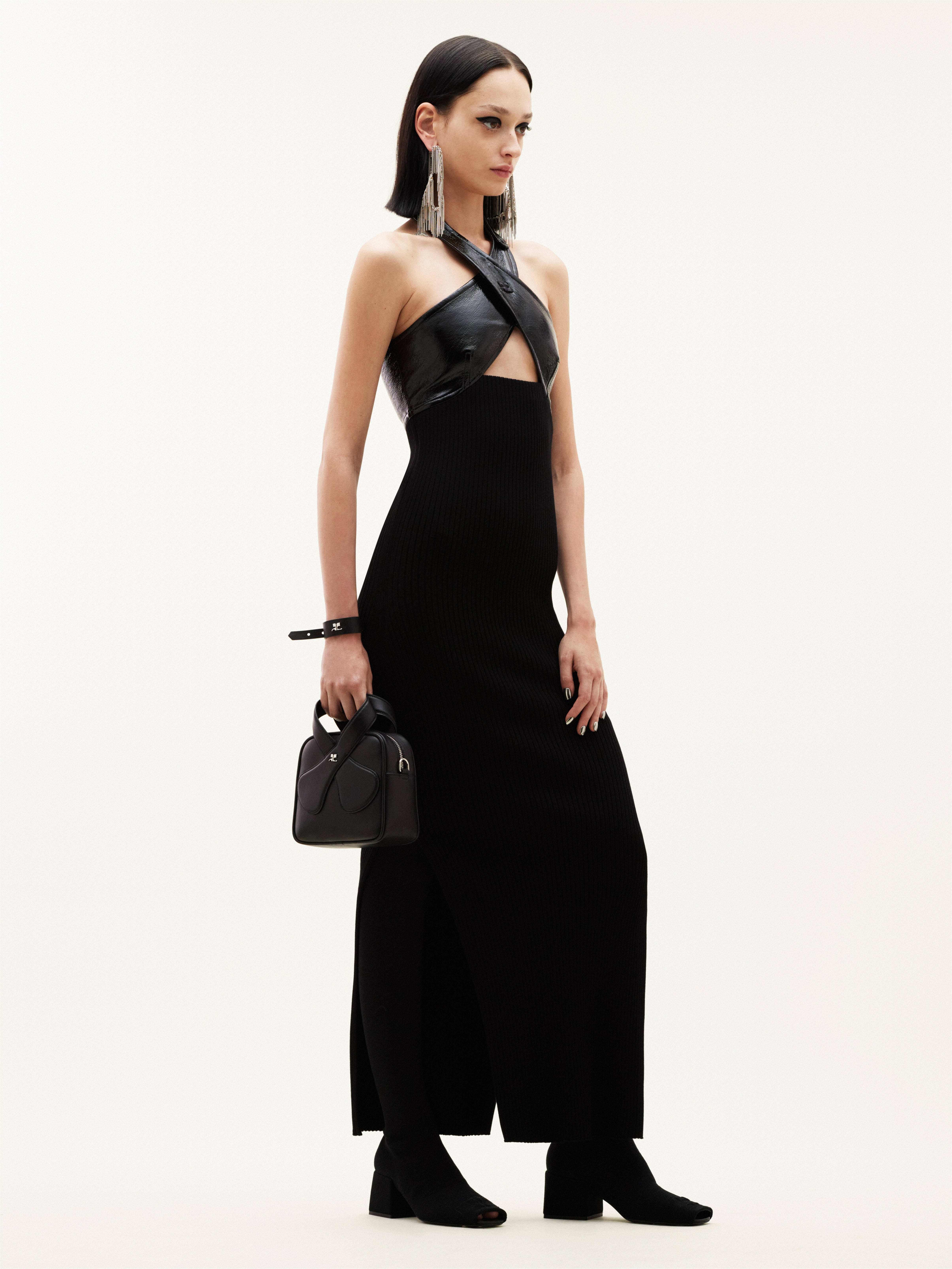 CRISS CROSS BI-MATERIAL DRESS - 3