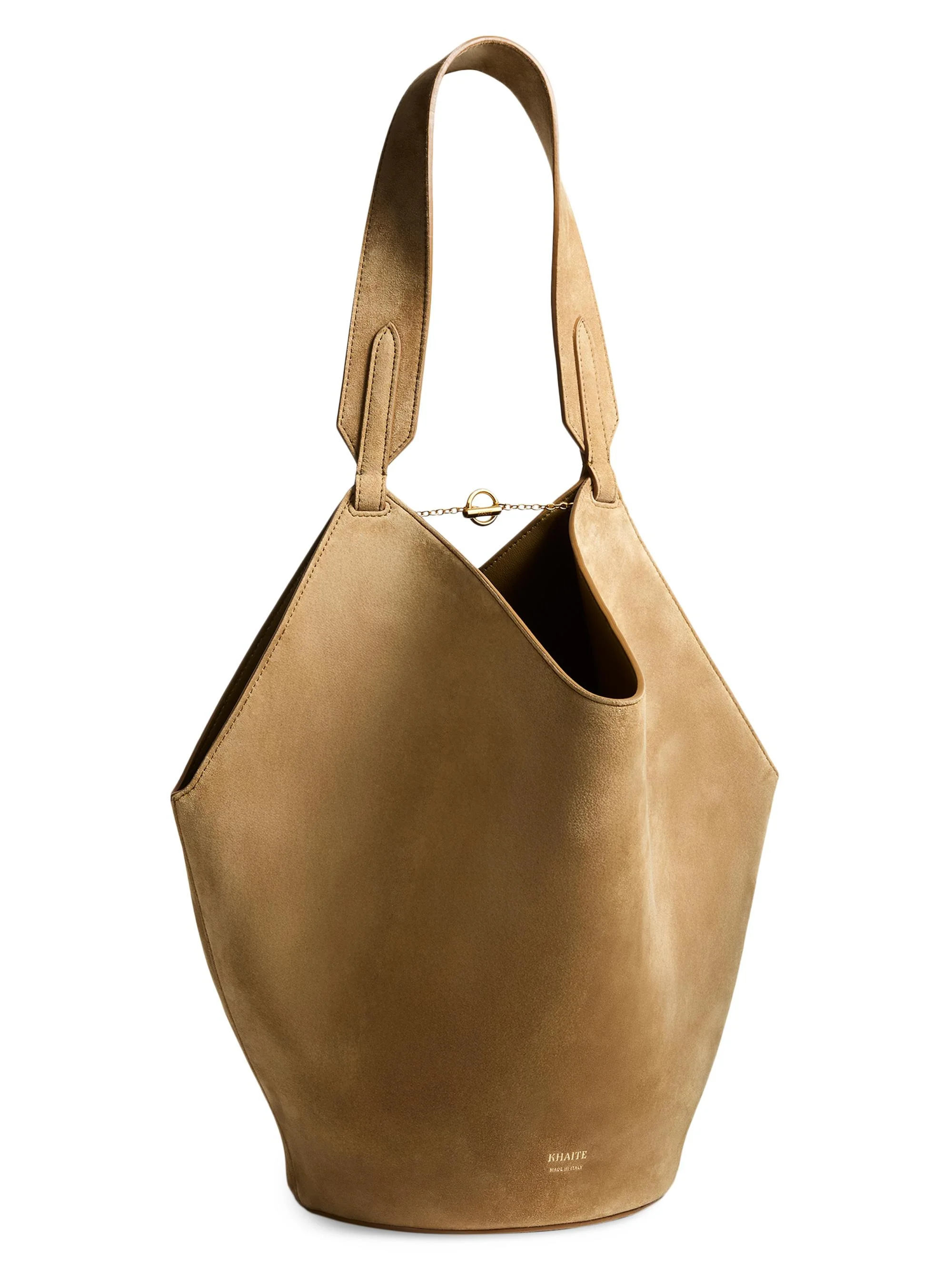 Women's Small Lotus Suede Tote - Mud - 1