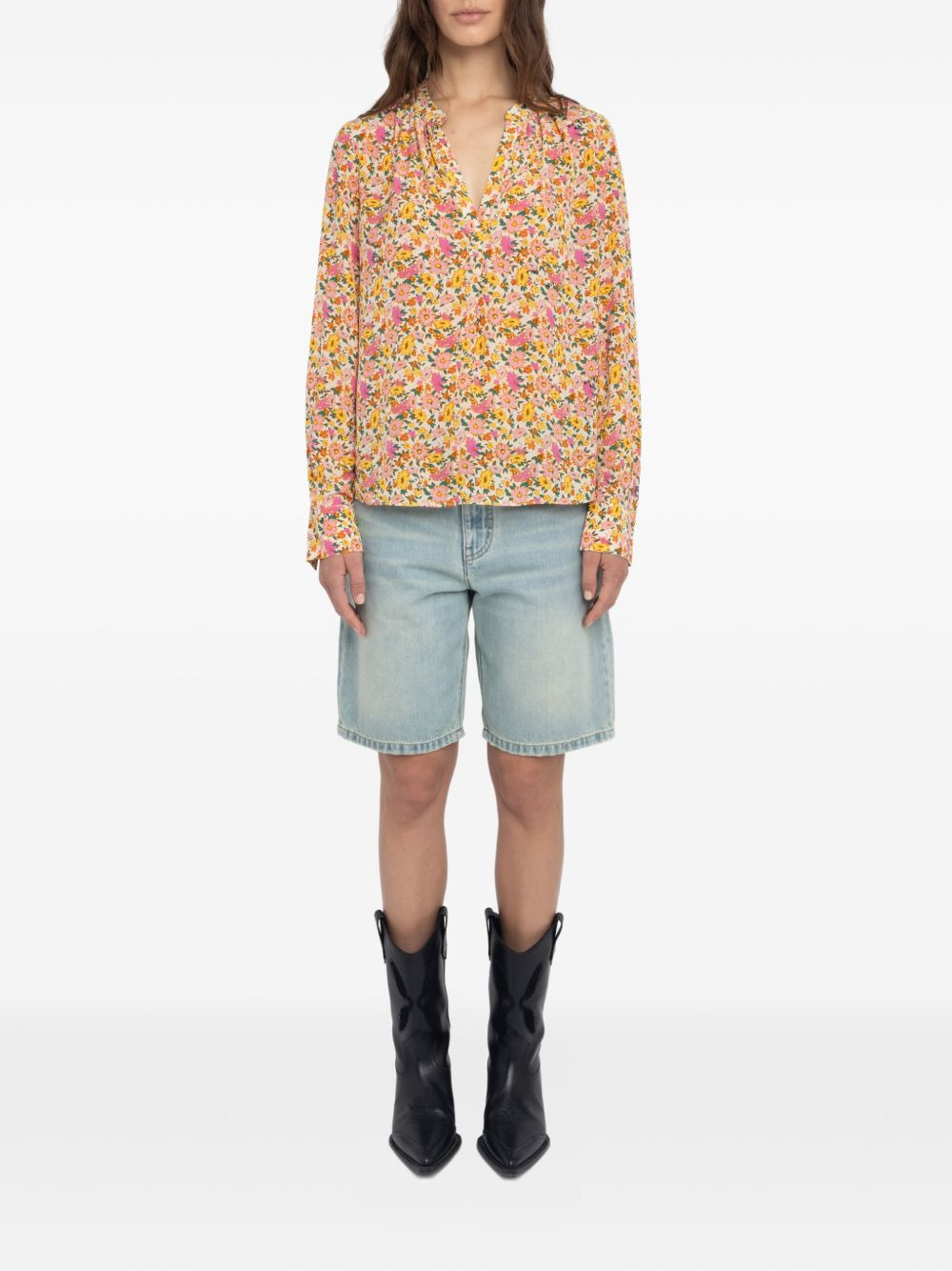 Tink floral-print V-neck tunic top - 2