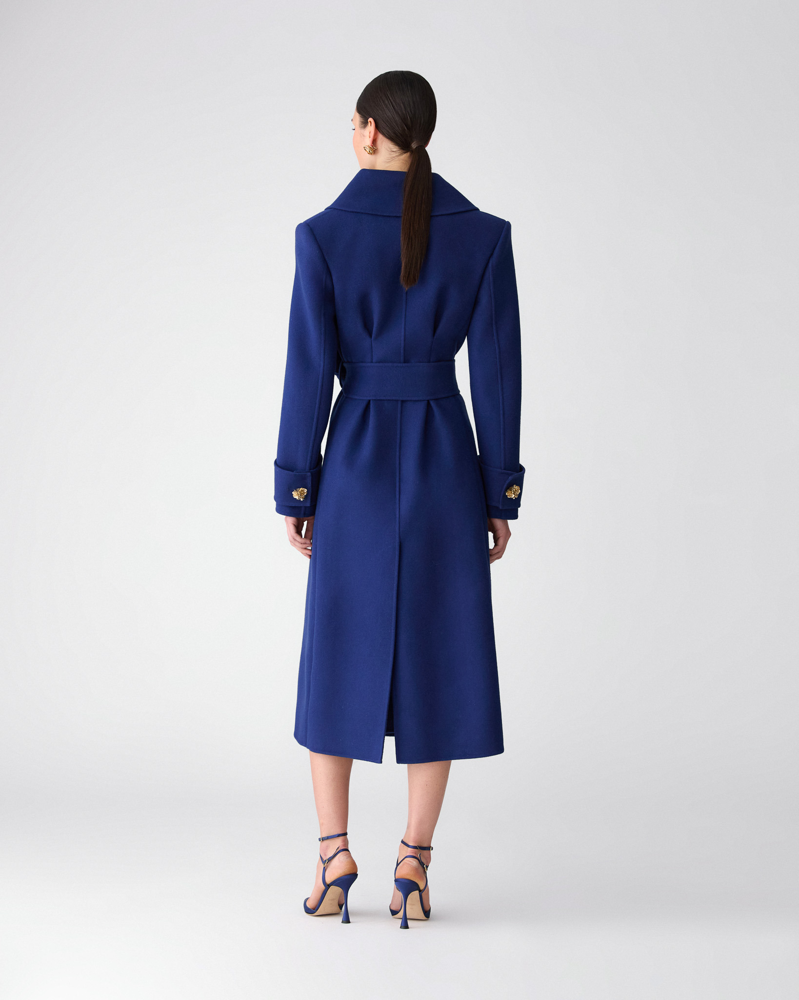 Double-Faced Wool Long Peacoat - 3