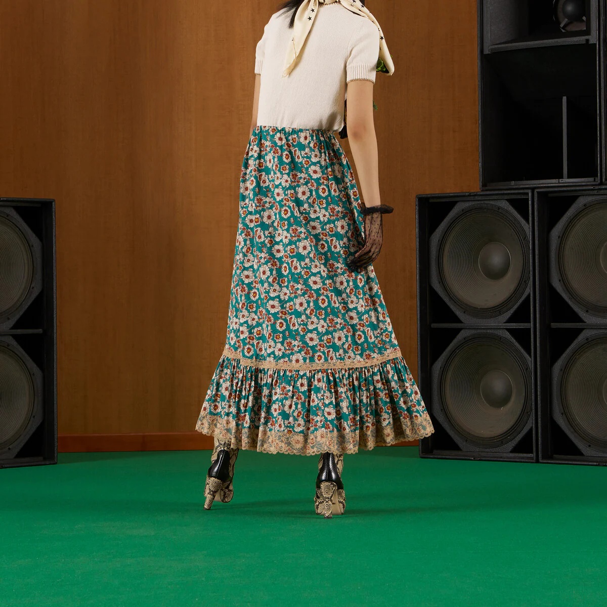 Floral print cotton skirt - 7