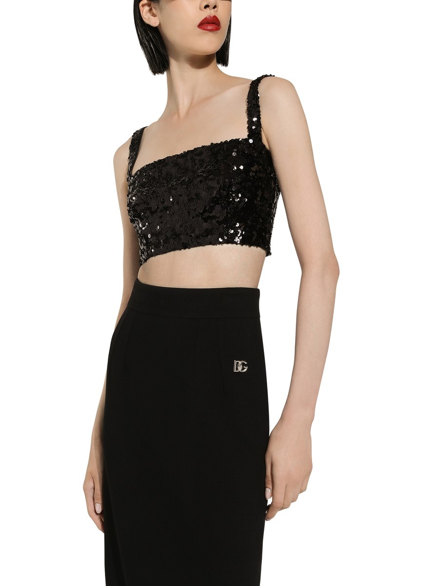 Sequined crop top with straps - 2