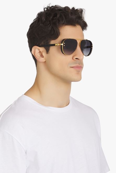 Black and gold-tone titanium Captaine sunglasses - 5