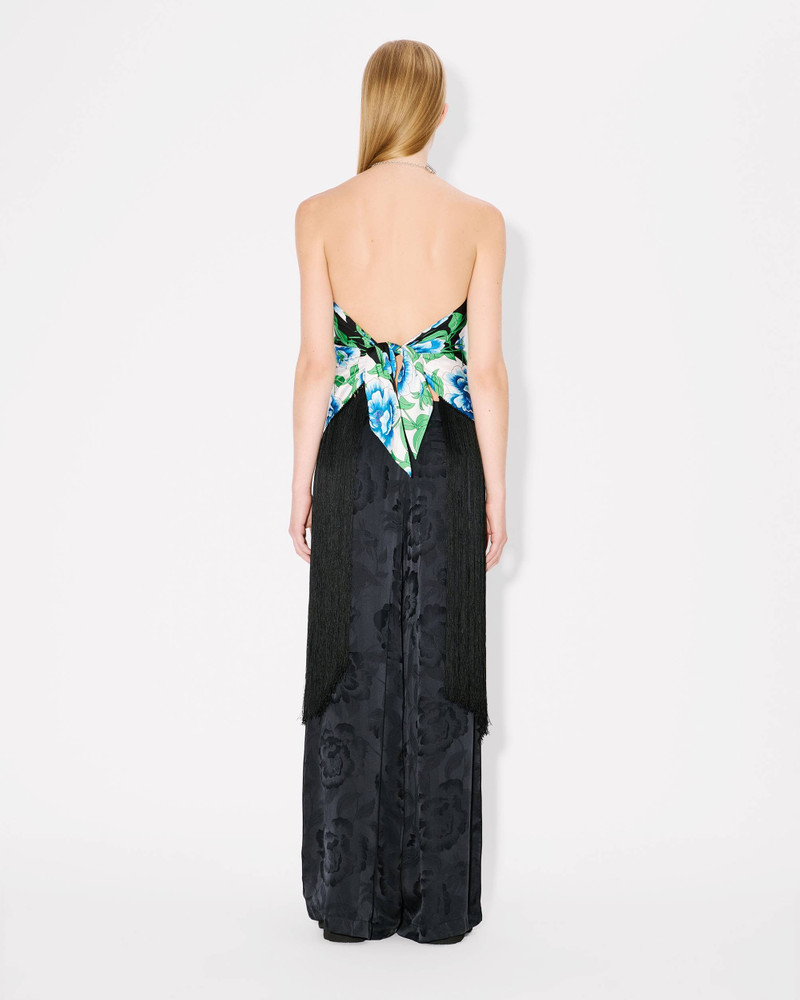 'KENZO Peonies' large tassel triangle in silk 4