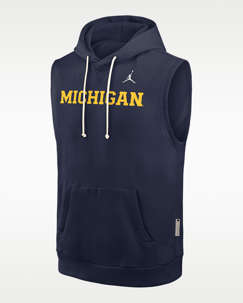 Michigan Sideline Men's Jordan Brand Dri-FIT College Sleeveless Pullover Hoodie 1