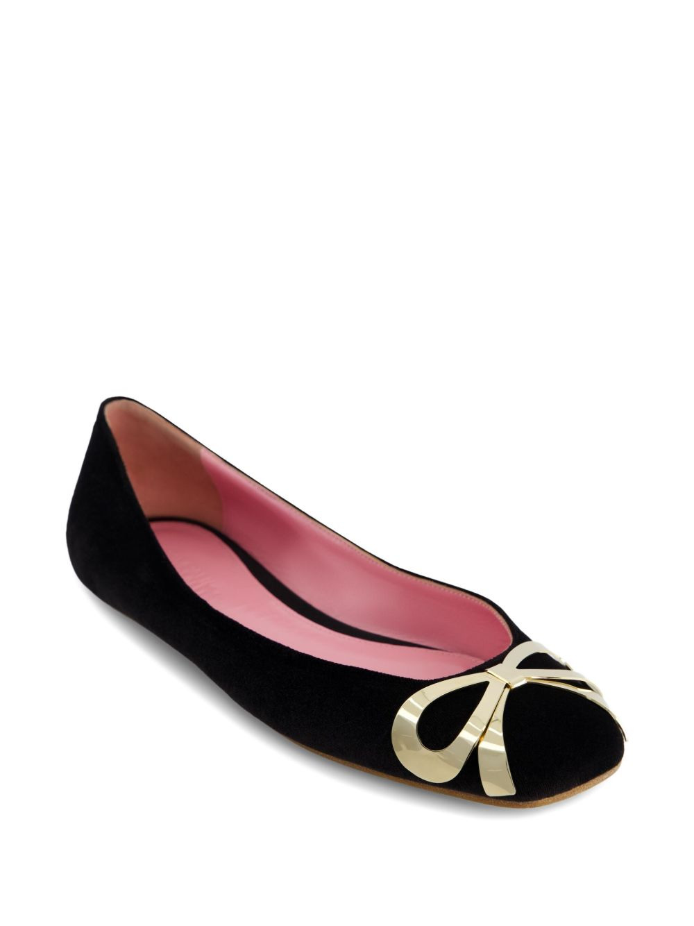velvet bow-detail ballet flats - 2