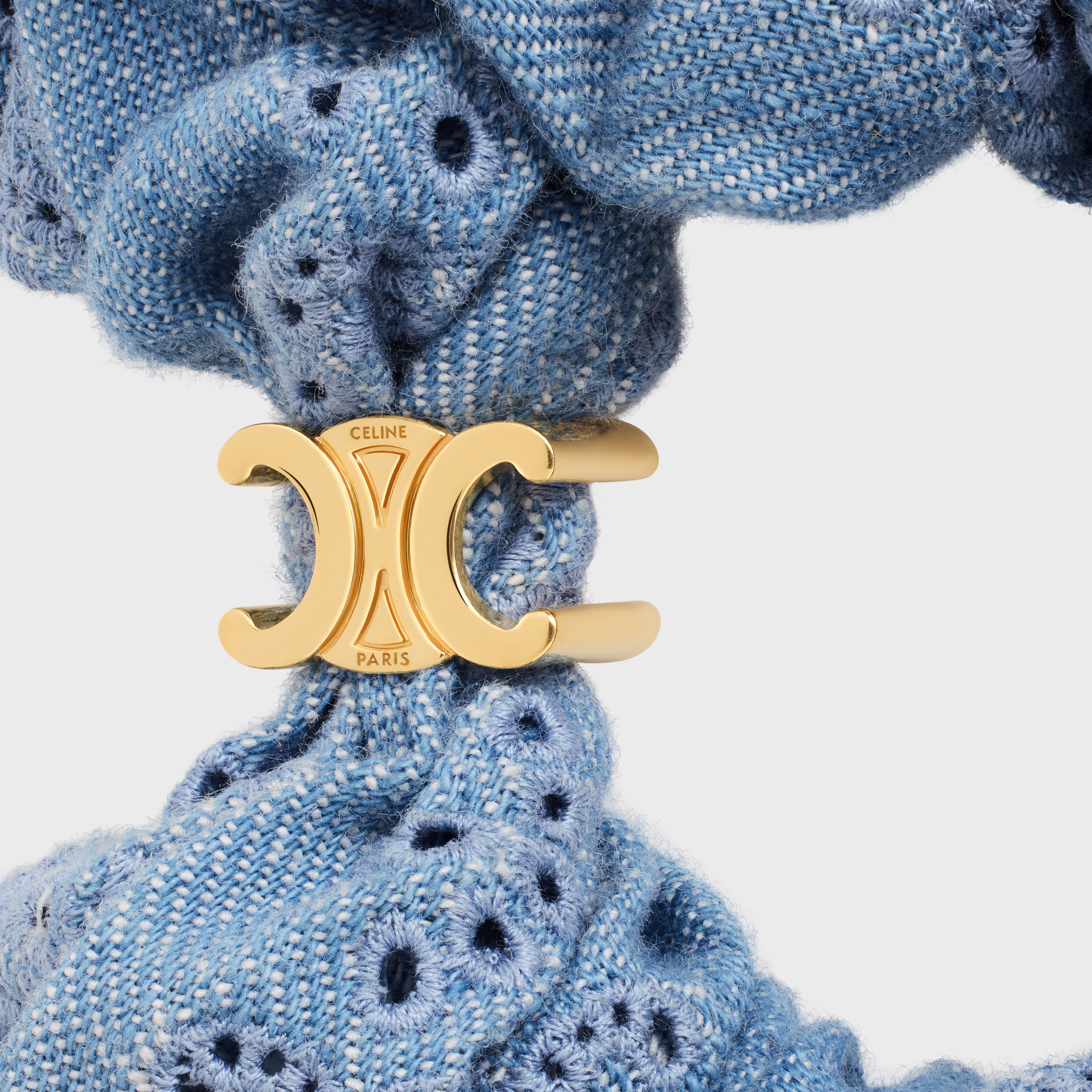 Celine Scrunchy English Embroidery in Brass with Gold Finish and Cotton - 2