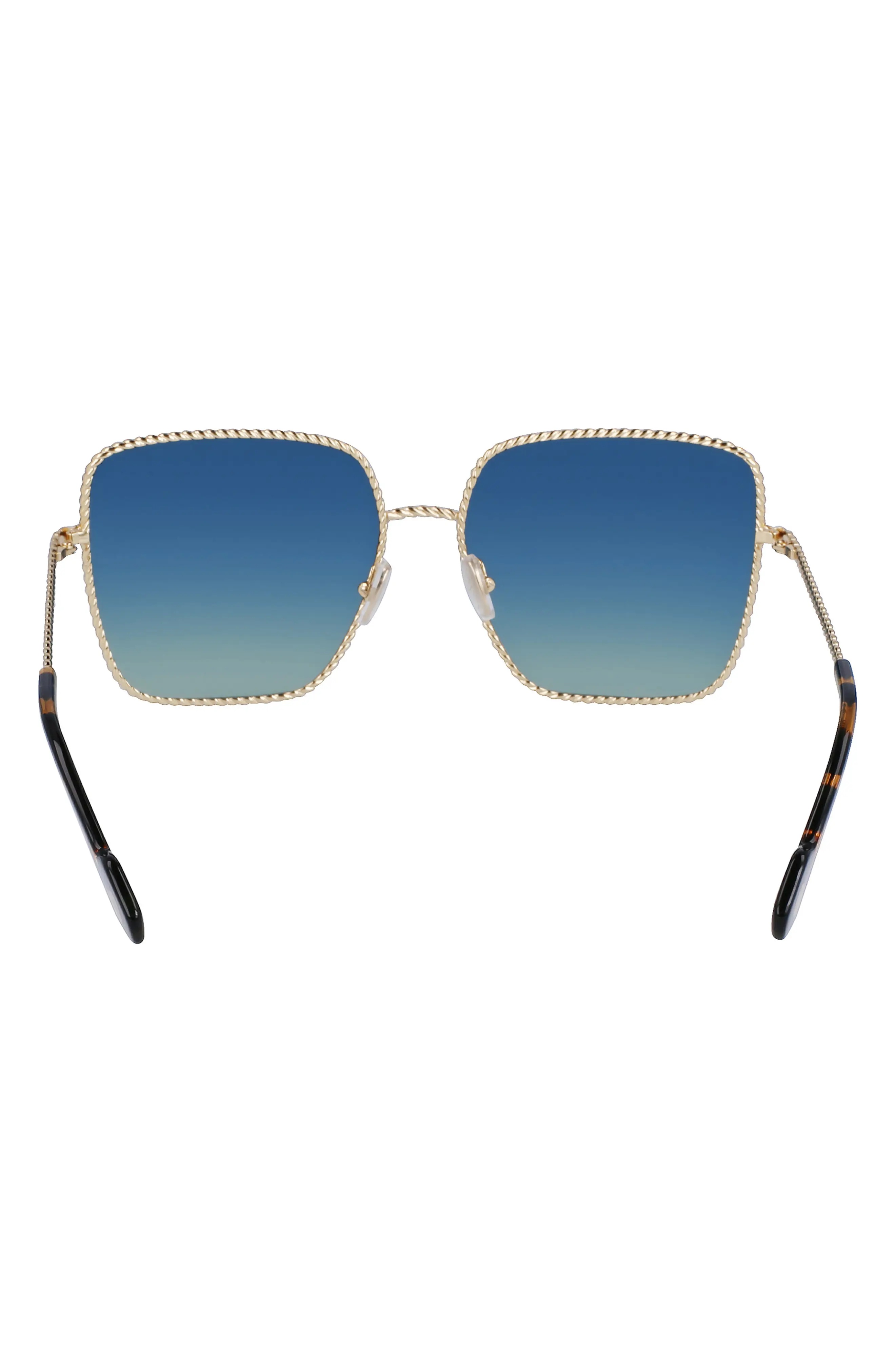 Babe 59mm Gradient Square Sunglasses in Gold/Gradient Blue Green - 5