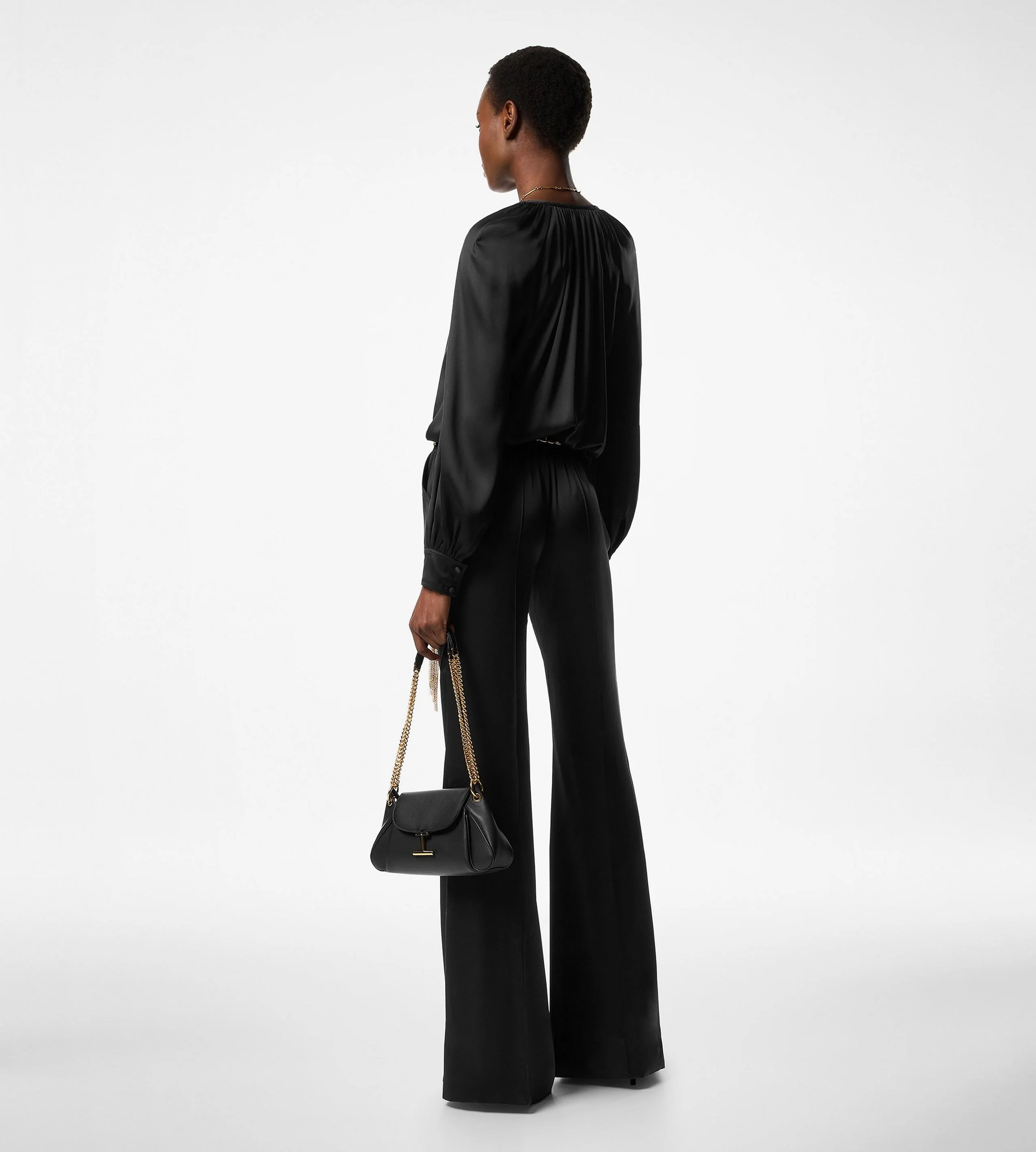 LONG SLEEVE GATHERED JUMPSUIT - 1