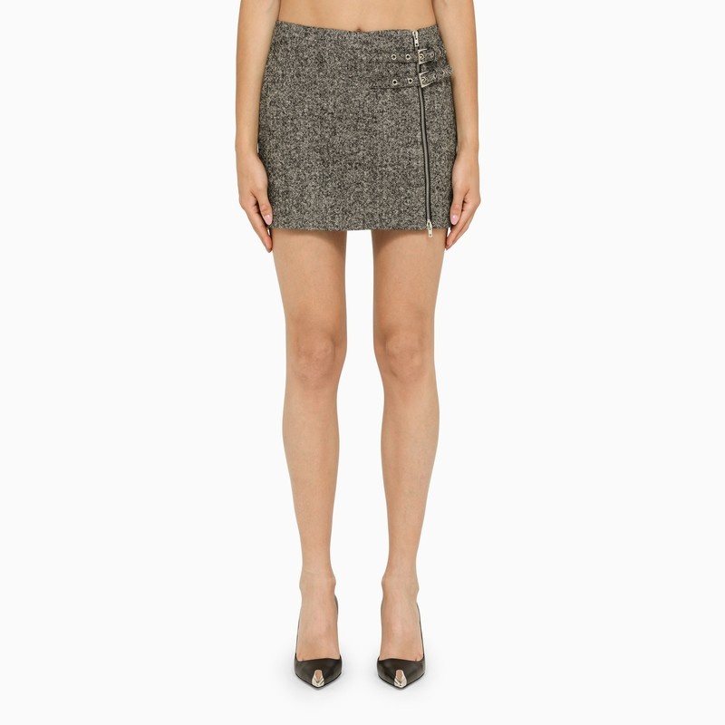 Grey wool miniskirt - 1