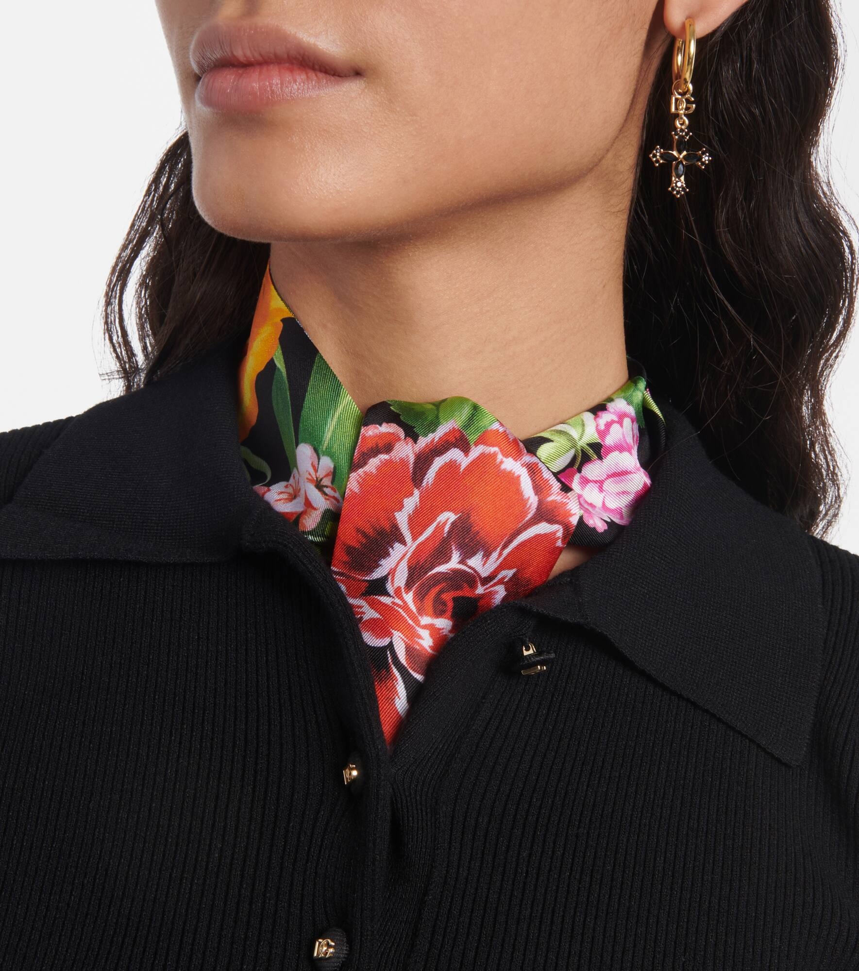 Floral silk twill scarf - 3