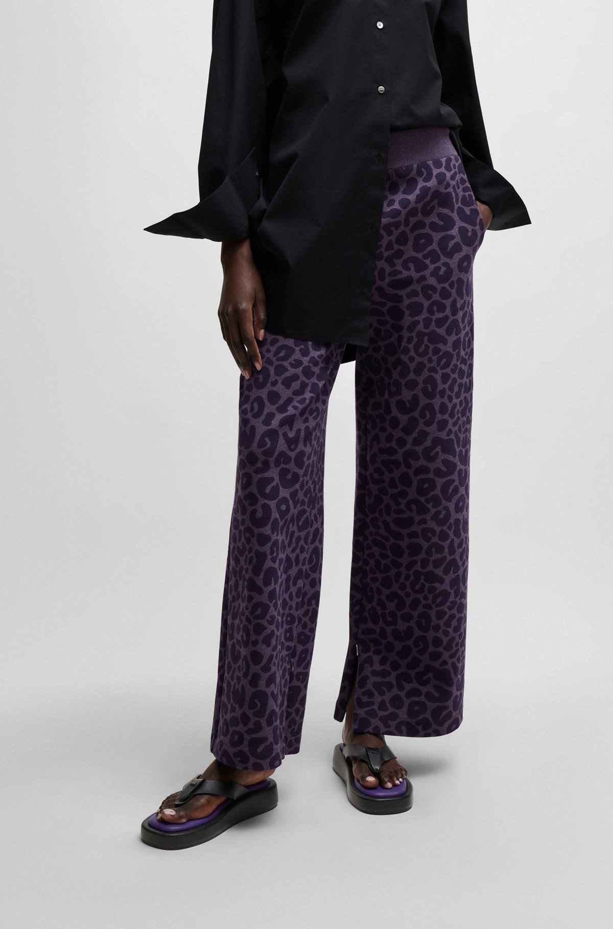 NAOMI X BOSS TRACKSUIT BOTTOMS WITH LEOPARD PRINT - 2