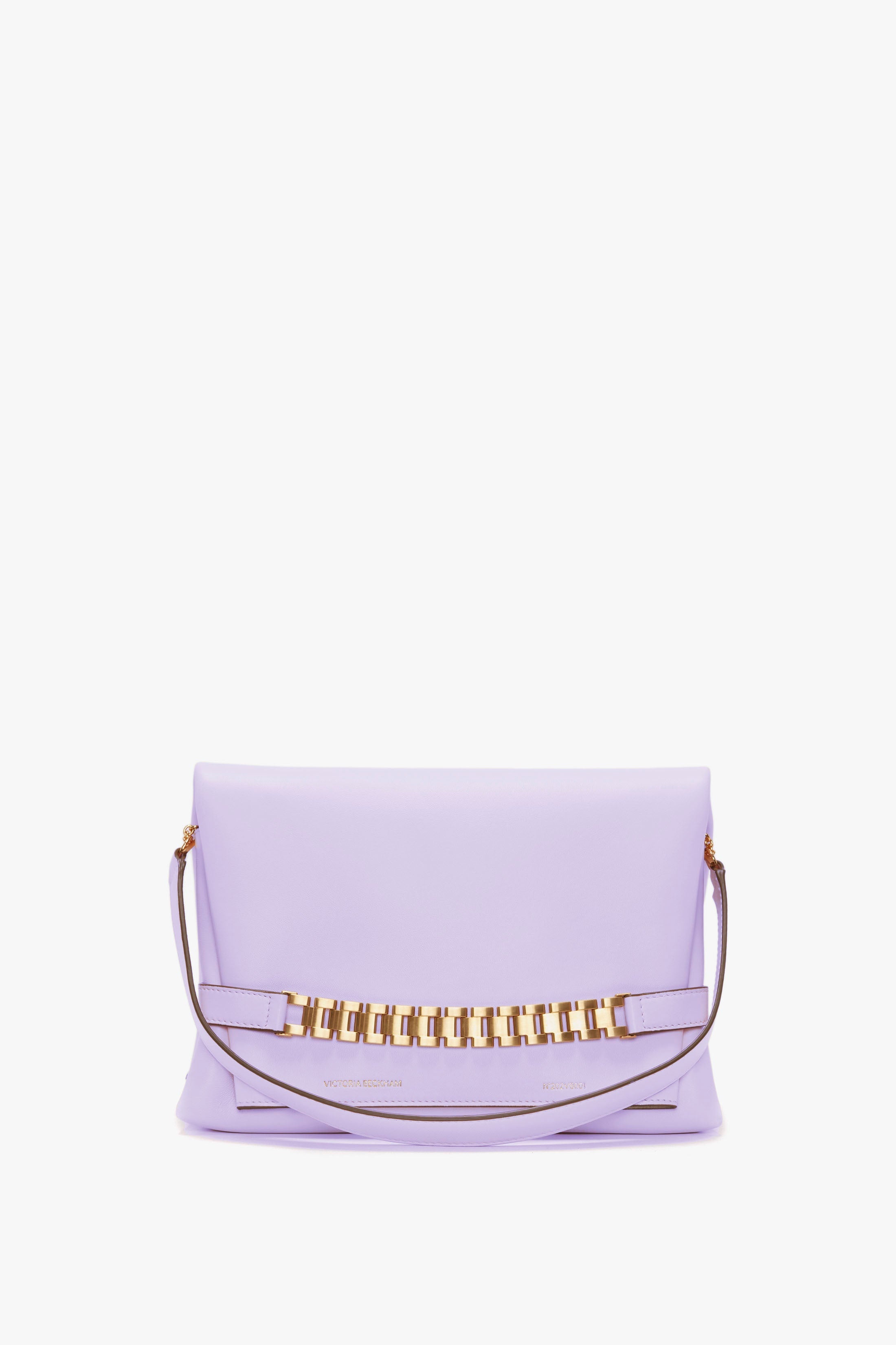 Chain Pouch with Strap in Lilac Leather - 5