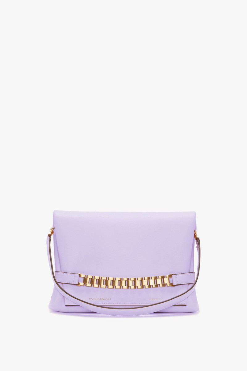 Victoria Beckham Chain Pouch with Strap in Lilac Leather outlook