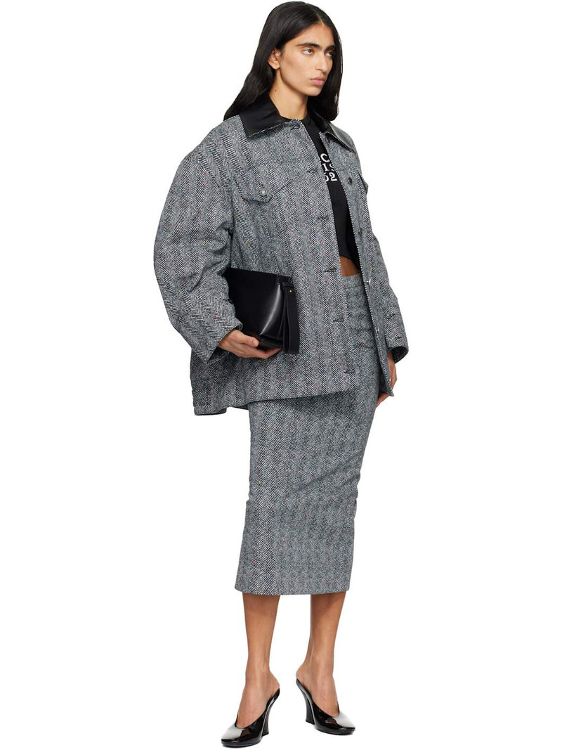 Givenchy Black & White Low Waist Kick Back Midi Skirt outlook