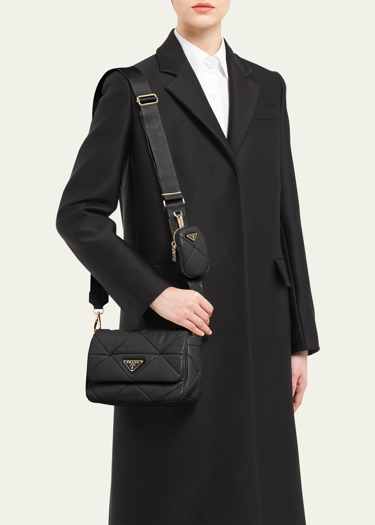 System Triangle Quilted Napa Mini Shoulder Bag - 5