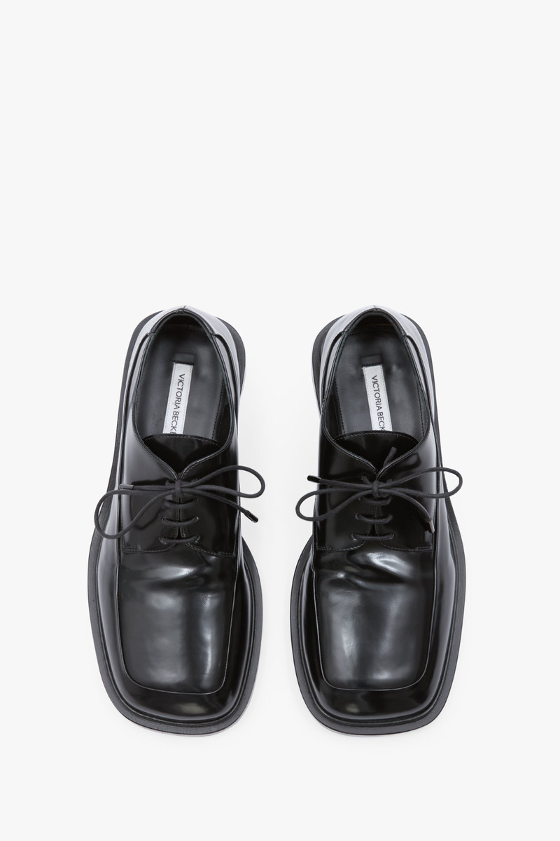Flat Lace-Up Shoe in Black Leather 4