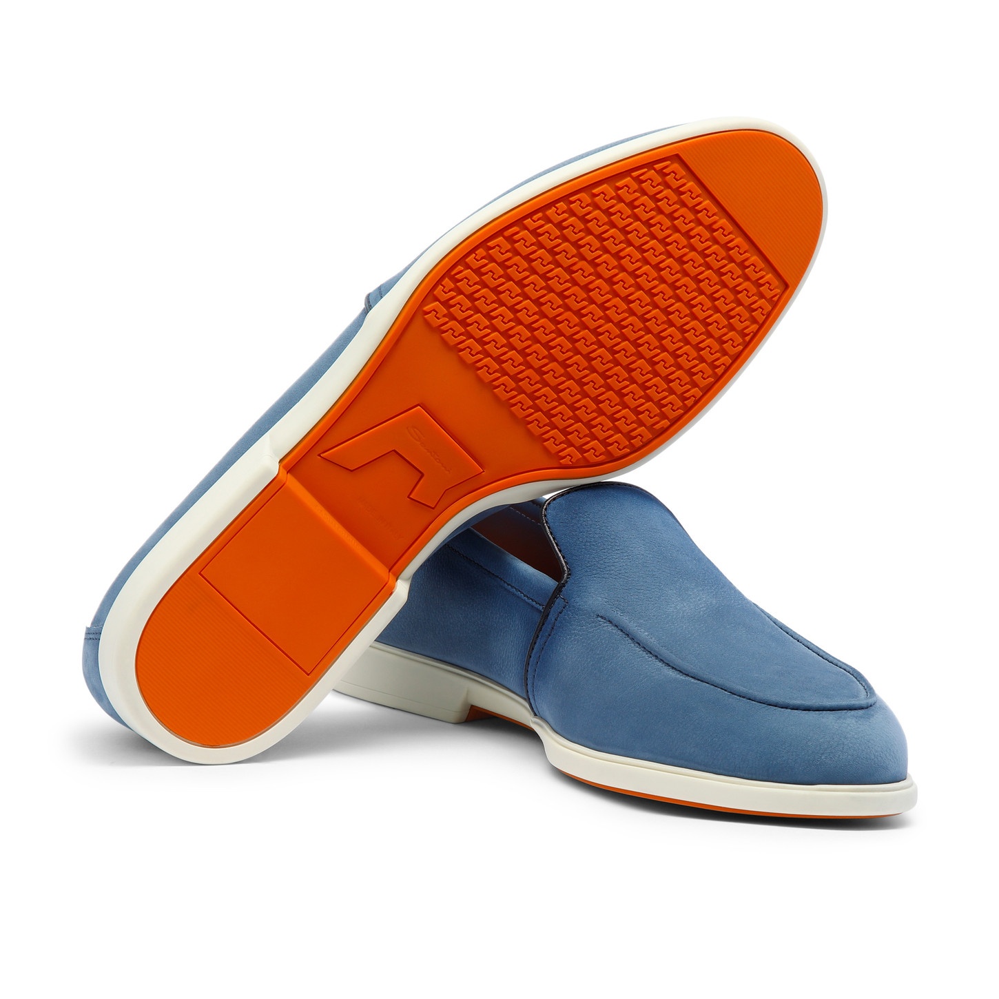 Men's light blue tumbled nubuck loafer - 3