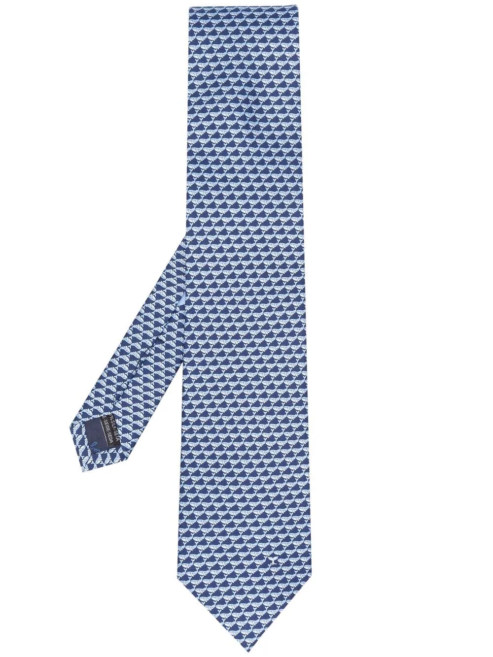 whale-pattern silk tie - 1