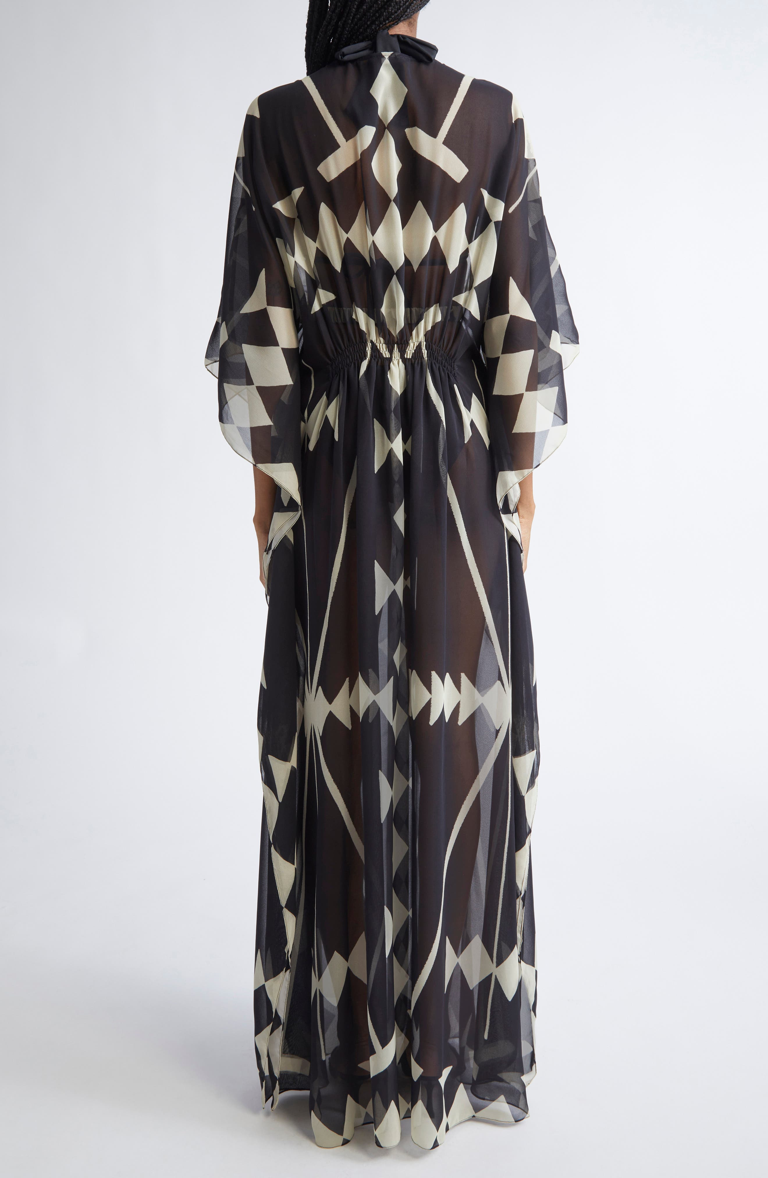 Johanna Ortiz Secret Garden Georgette Caftan Dress in Black /Ecru at Nordstrom - 2