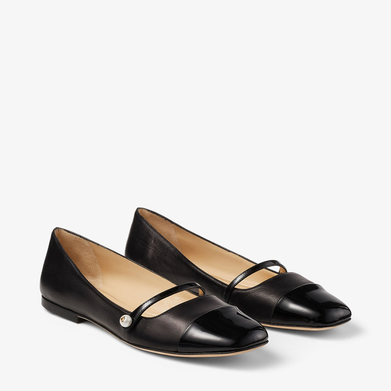 Elisa Flat Black Nappa and Patent Leather Flats 2