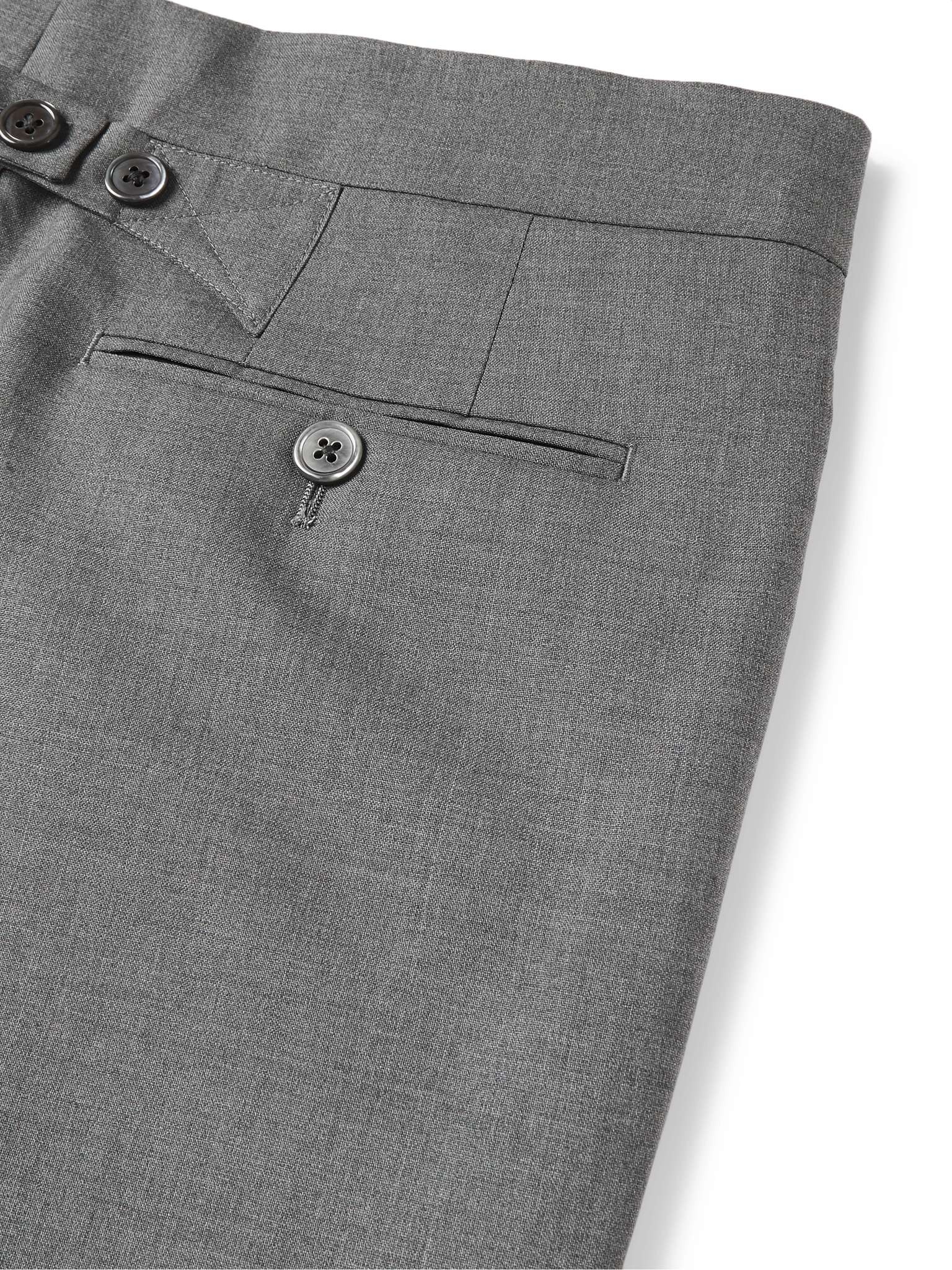 Grey Slim-Fit Tapered Striped Wool Suit Trousers - 6