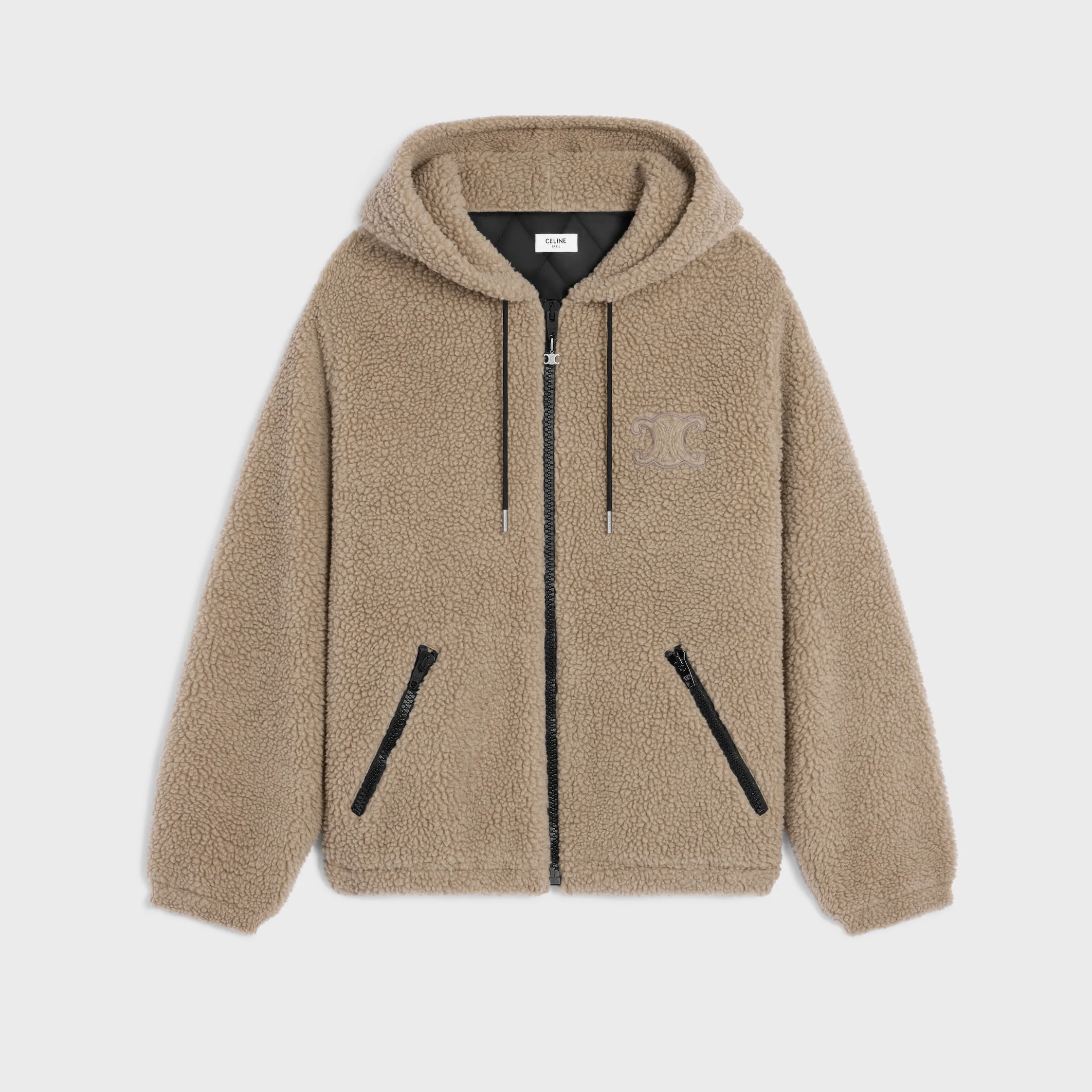 hooded jacket IN WOOL AND COTTON FLEECE - 1