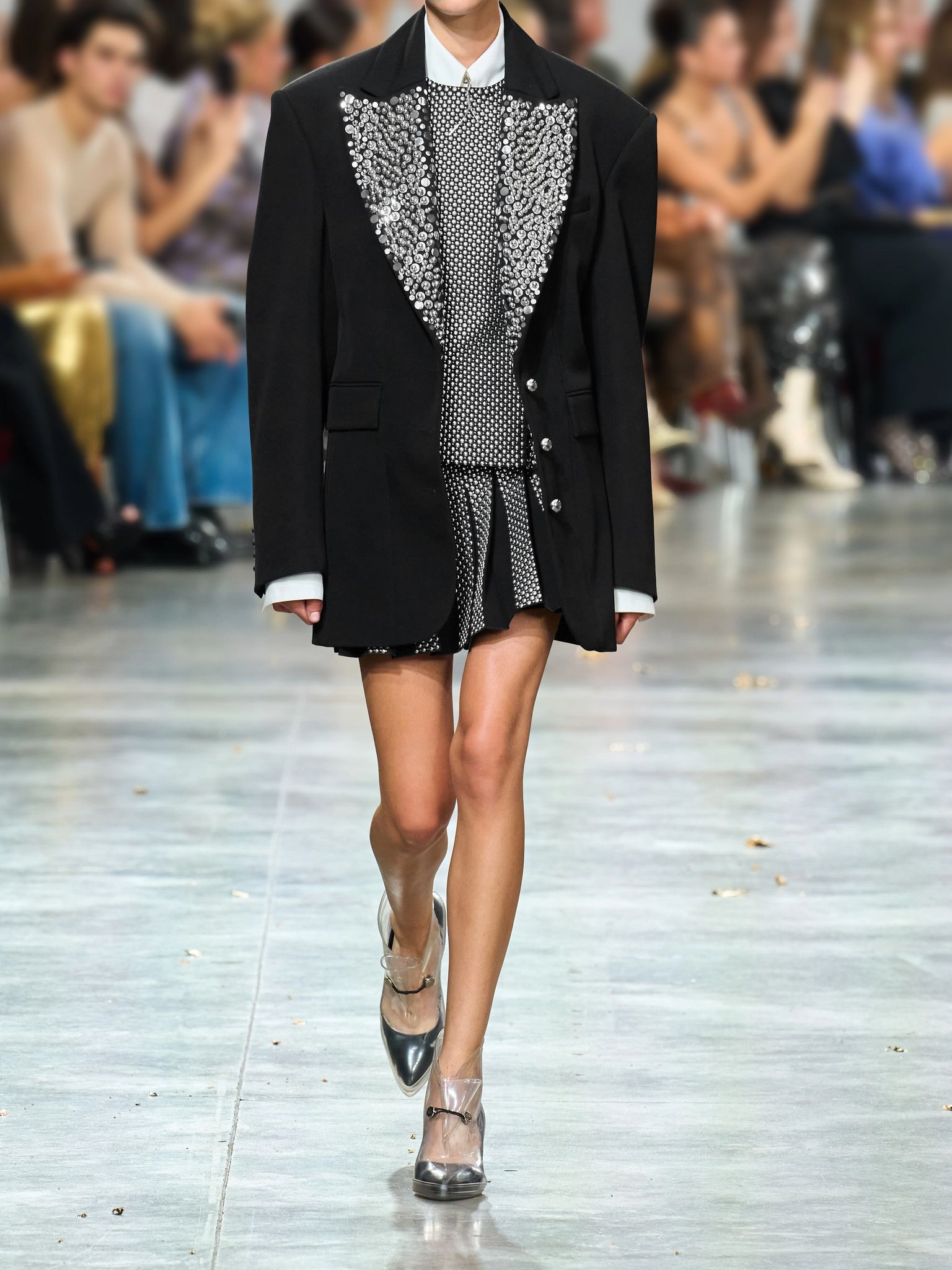 Studded grain de poudre wool blazer Black - 5