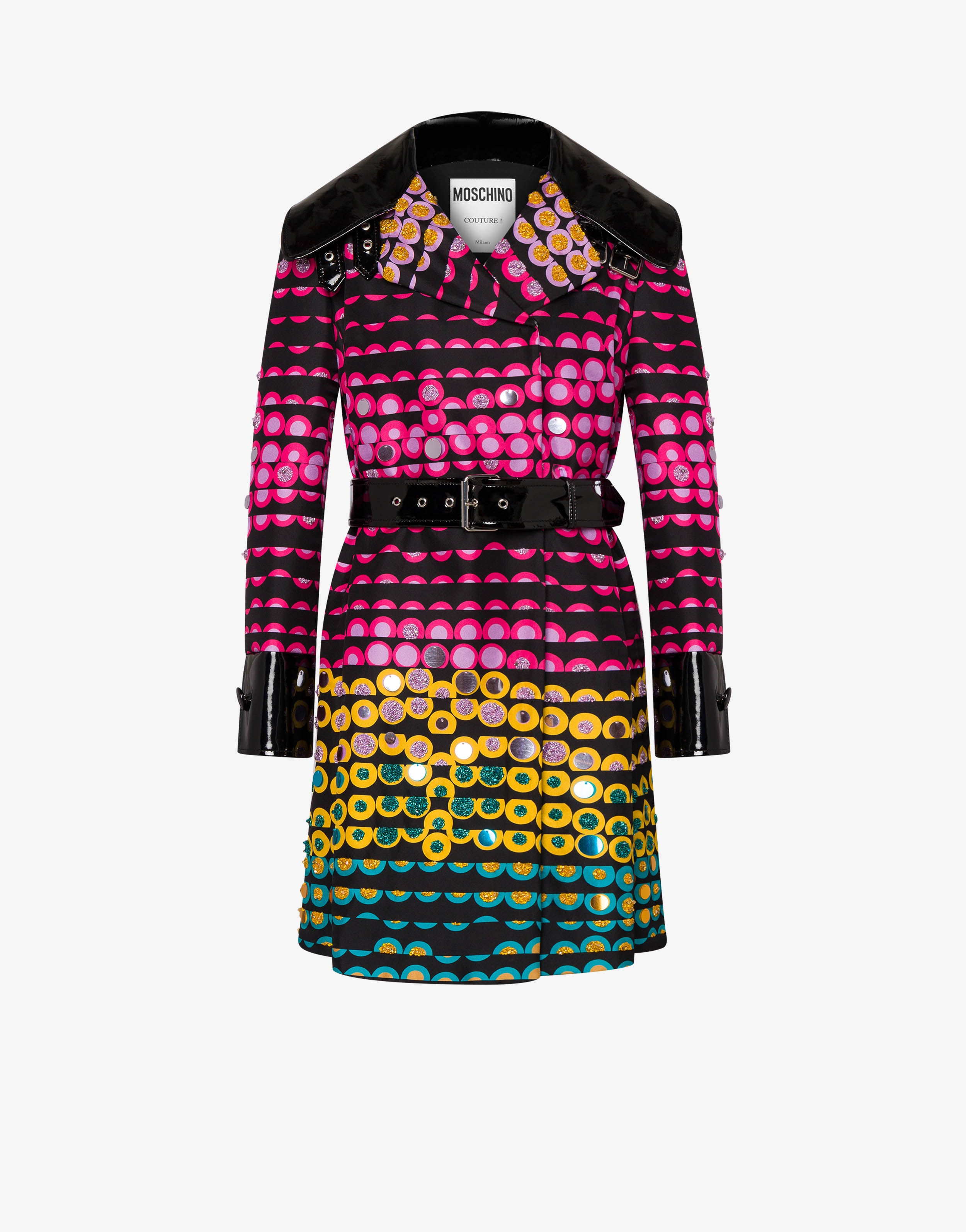 EMBROIDERED POLKA DOTS SILK TWILL TRENCH COAT - 1