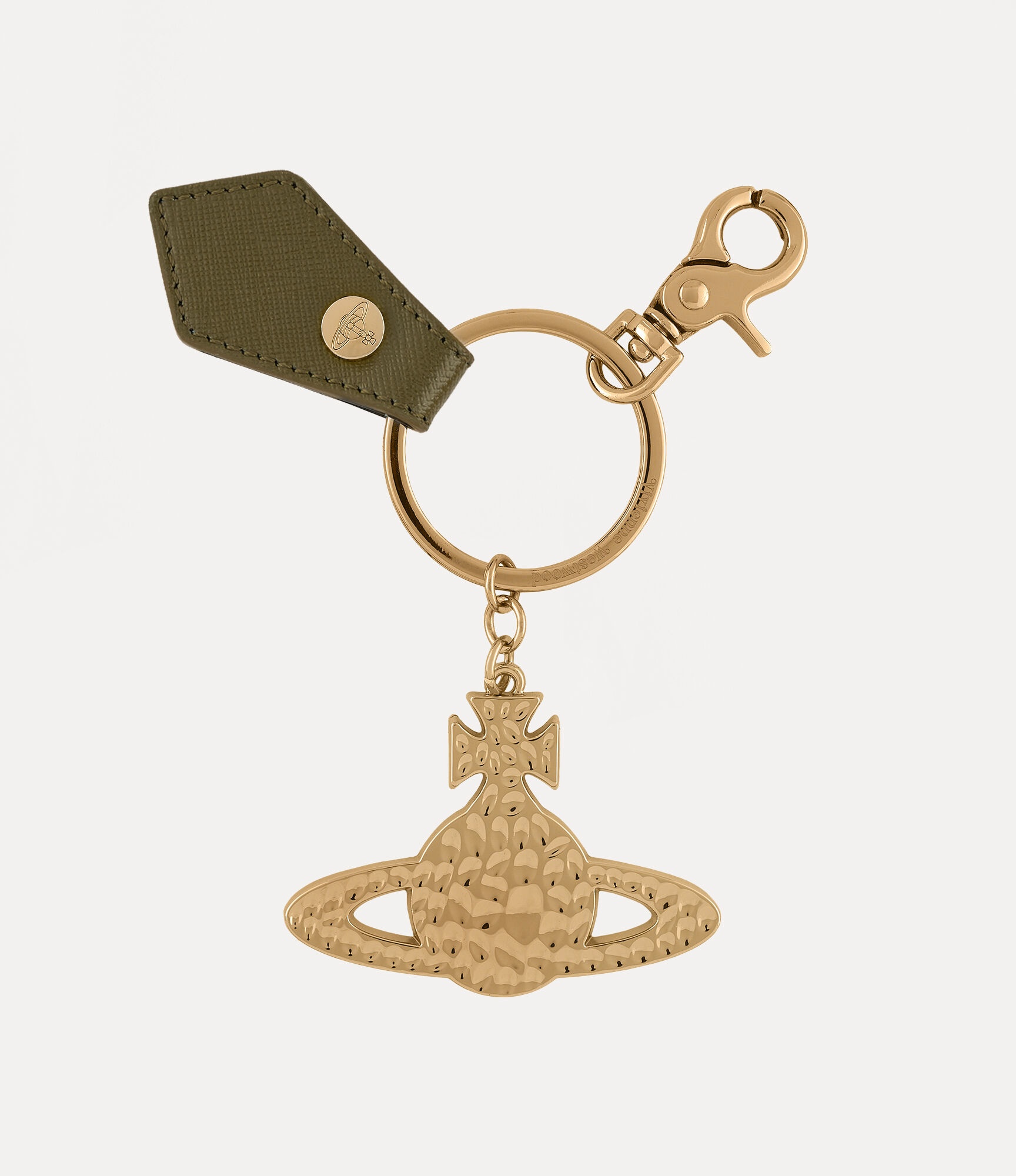 SAFFIANO HAMMERED ORB LIGHT GOLD KEYRING - 1