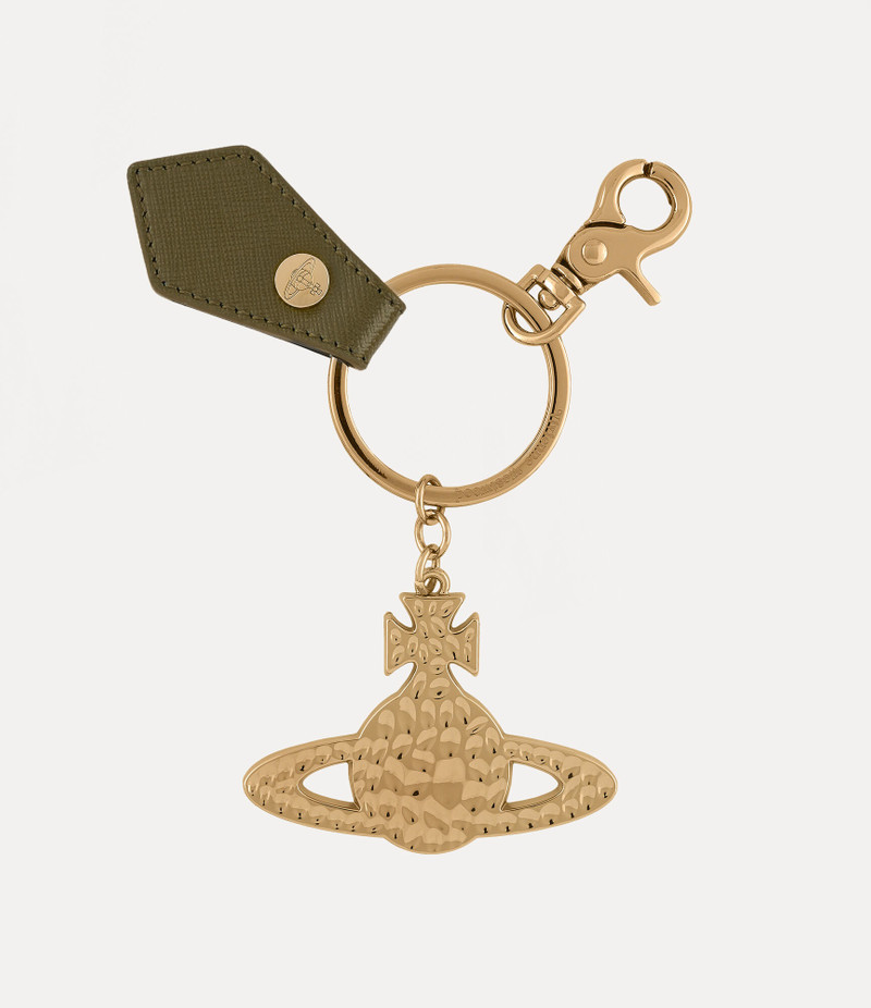 SAFFIANO HAMMERED ORB LIGHT GOLD KEYRING 1