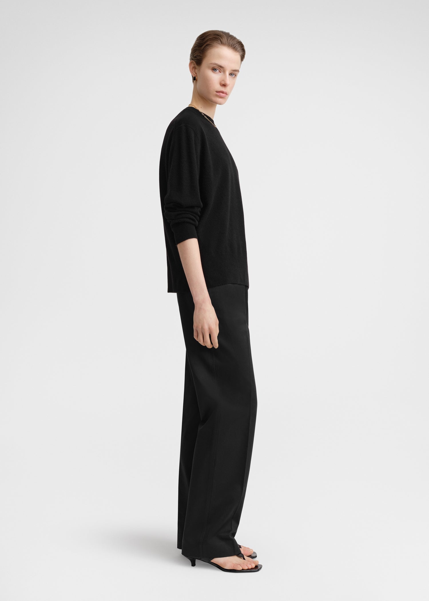 Crew-neck cashmere knit black - 3