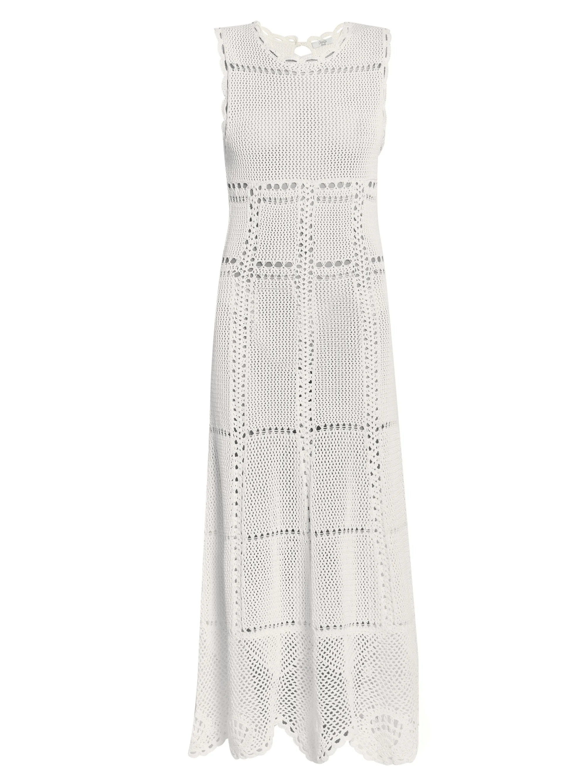 Women's Cotton Crochet Maxi Dress - Ivory - 1