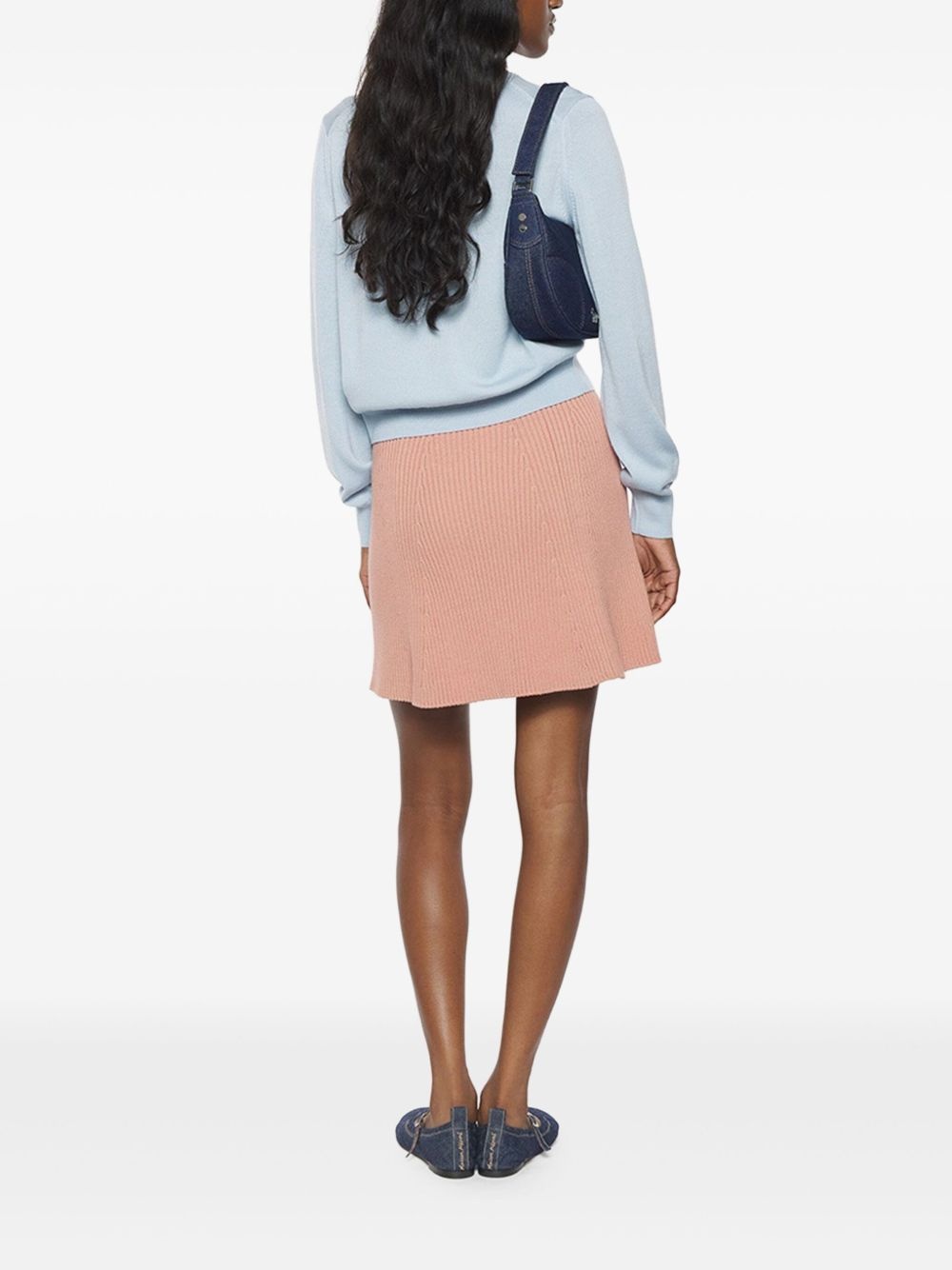 ribbed-knit flared mini skirt - 3