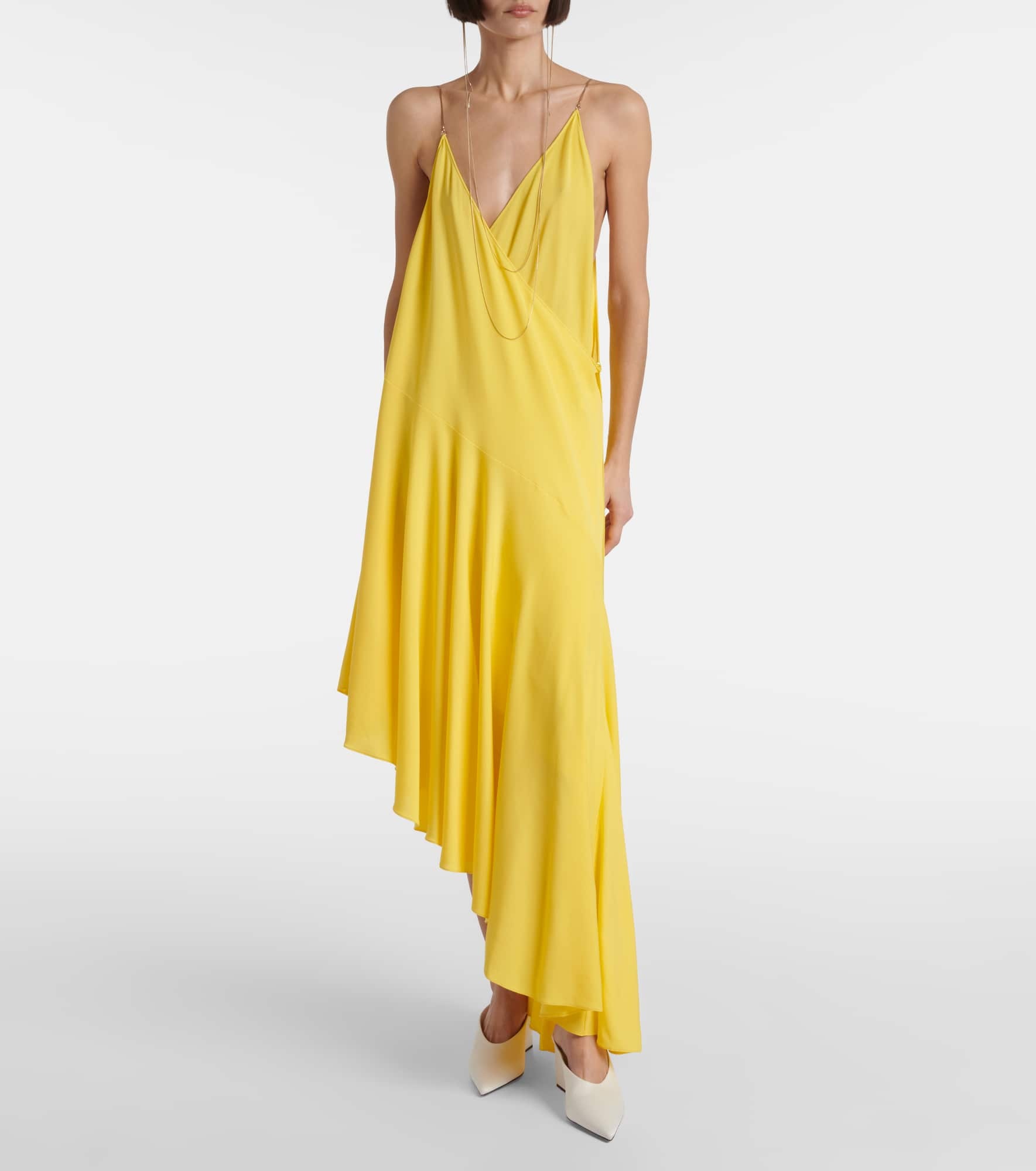 Asymmetric jersey slip dress - 2
