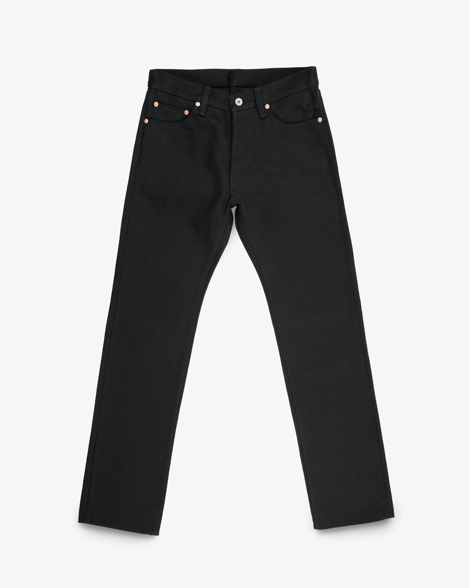 IH-634S-SB 21OZ SELVEDGE DENIM STRAIGHT CUT - SUPERBLACK NON-FADE - 1