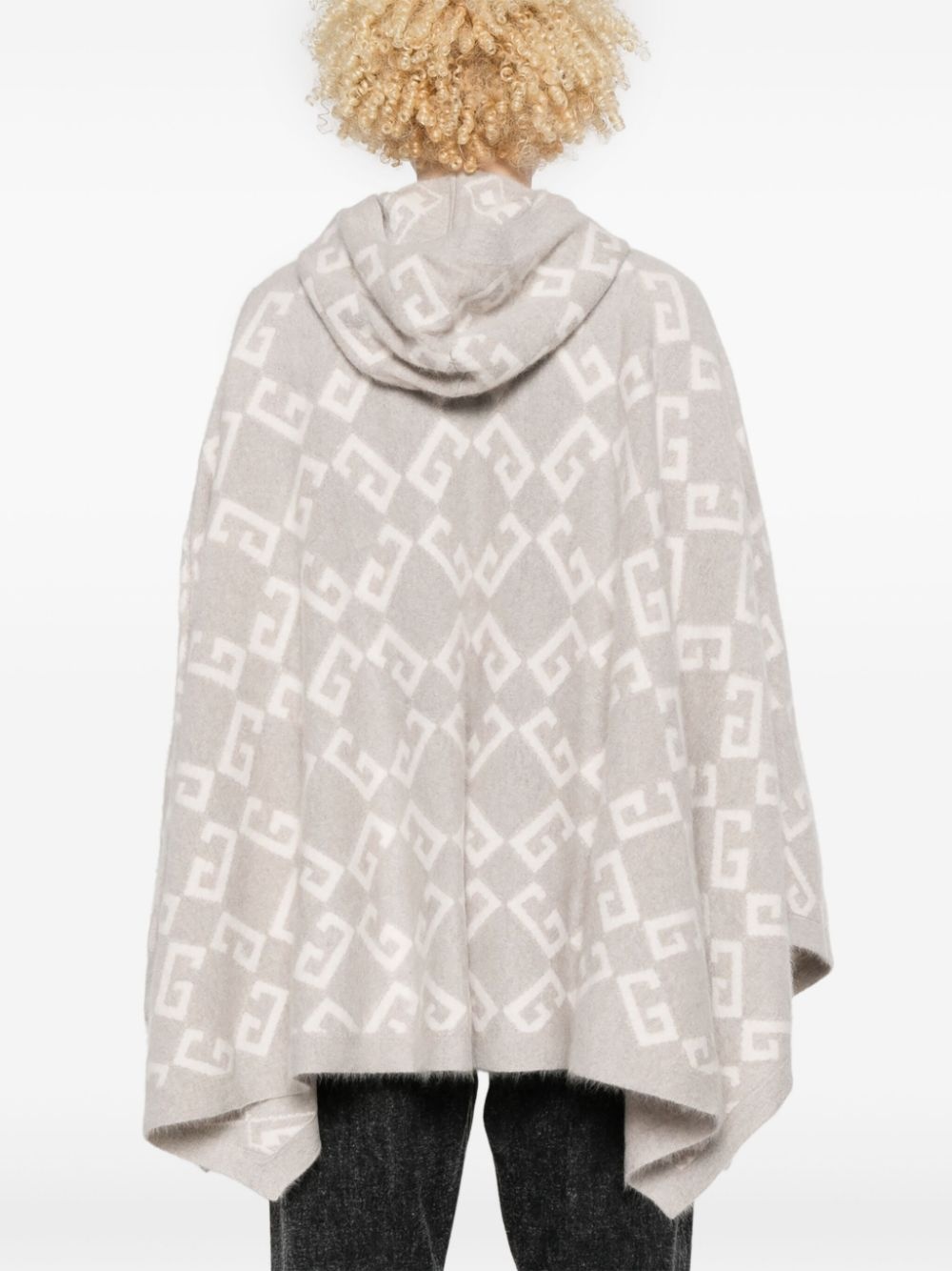 logo-intarsia hooded poncho - 4