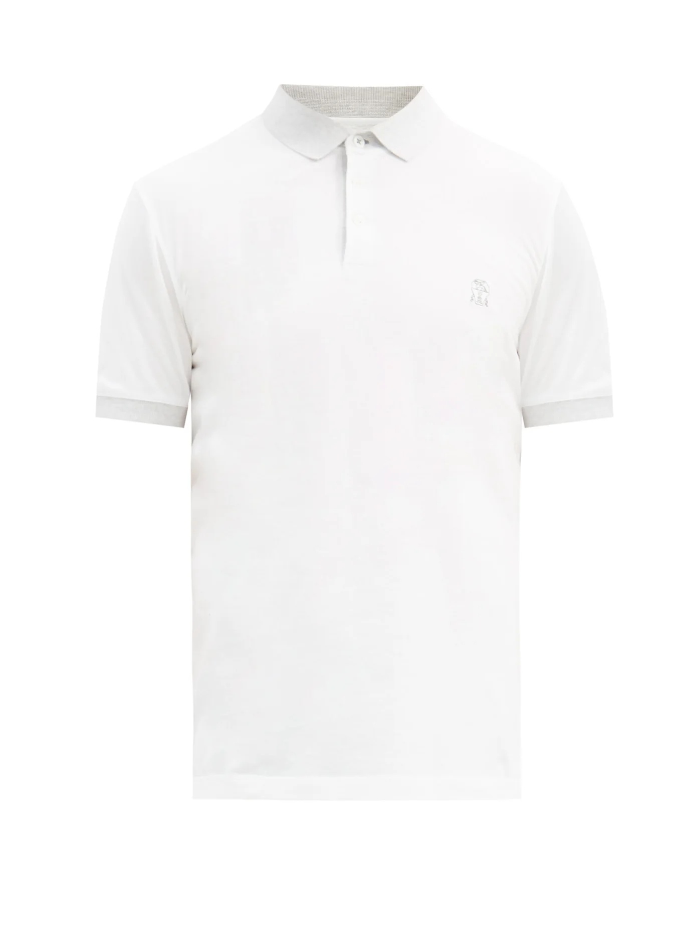 Contrast-collar cotton-jersey polo shirt - 1