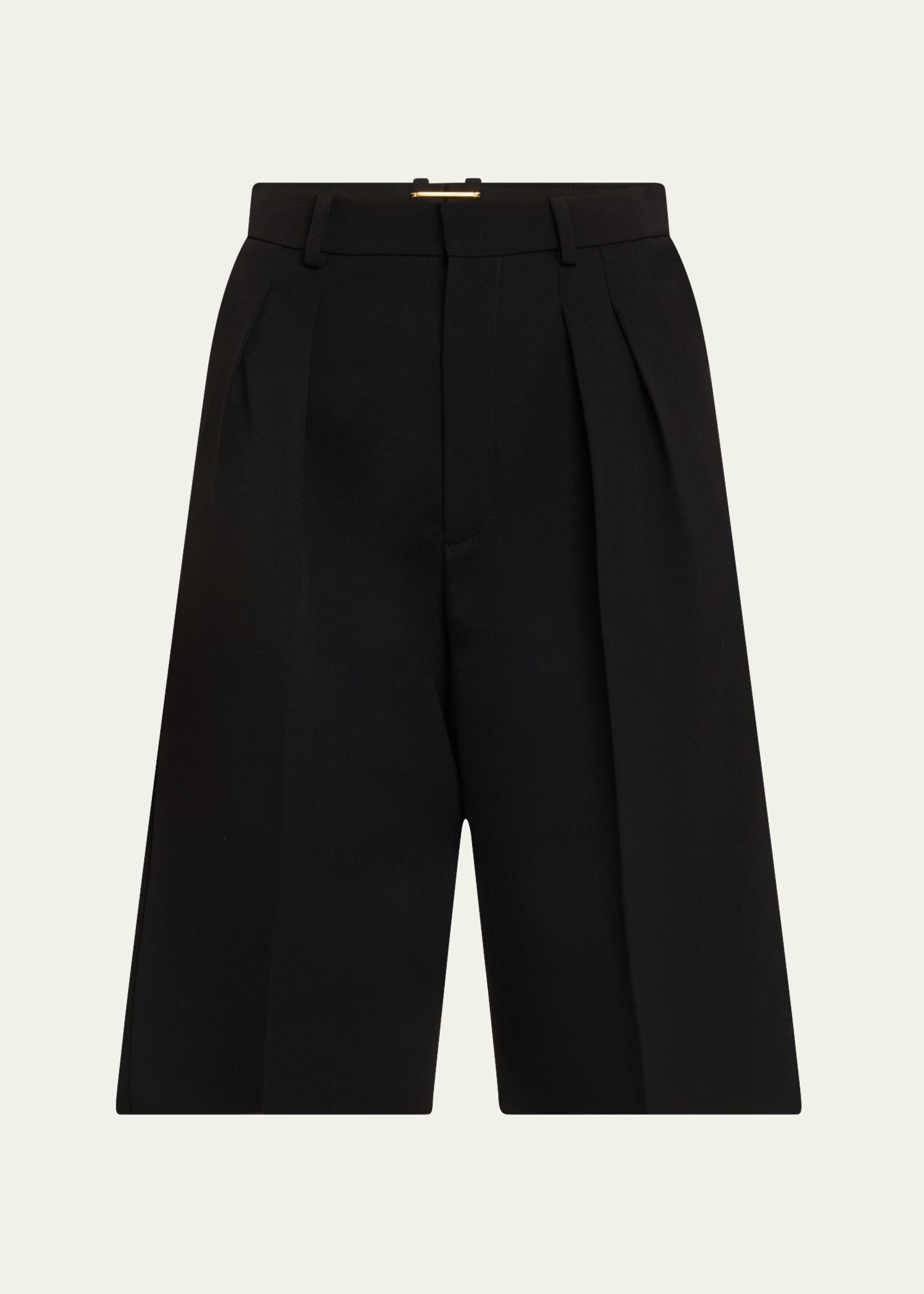 Pleated Tailored Bermuda Shorts - 1