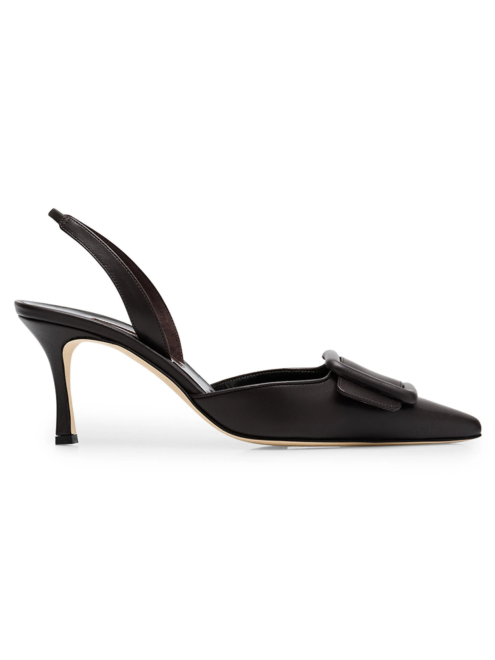 Women's Maysli 70MM Leather Slingback Pumps - Dark Brown - 1