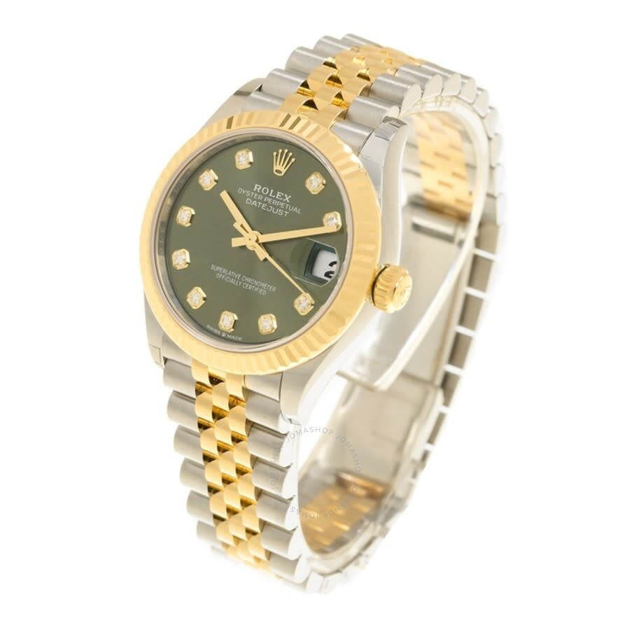 Rolex Datejust 31 Olive Green Diamond Dial Automatic Ladies Steel and 18kt Yellow Gold Jubilee Watch - 4