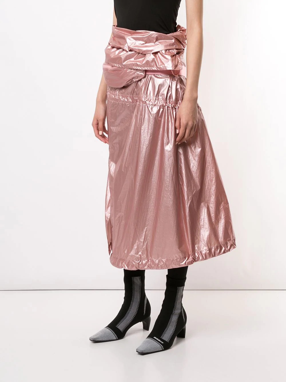 gathered metallic skirt - 3